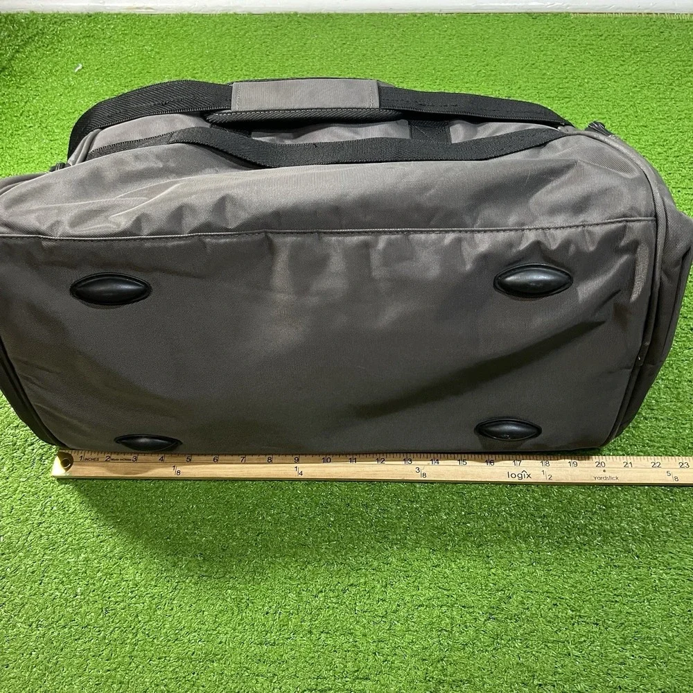 LONDON FOG Duffel Bag Canvas Travel Carry-On Gym Tote Luggage Pinstripe